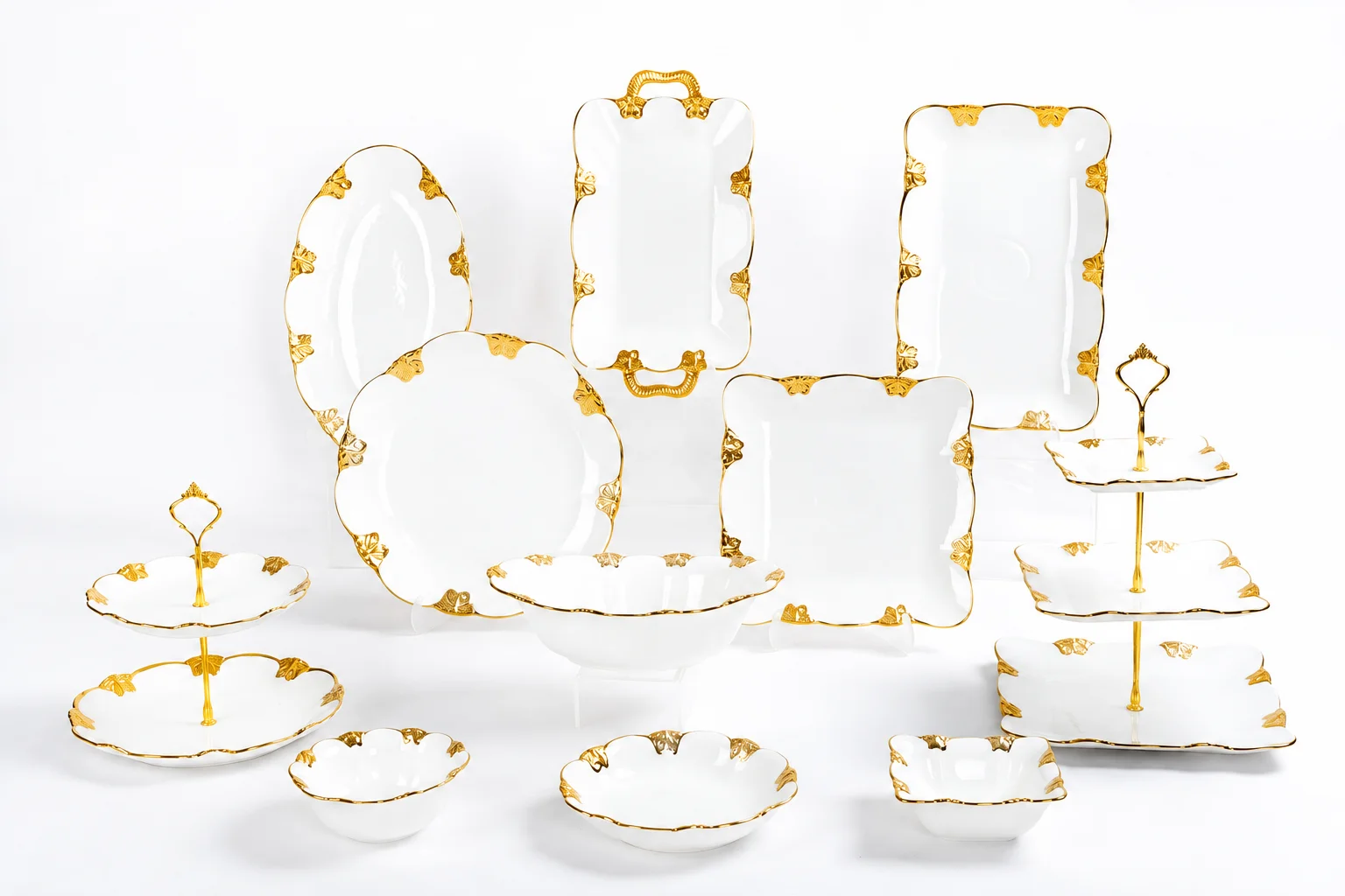Butterfly Embossed Gilded Porcelain Dinnerware Set