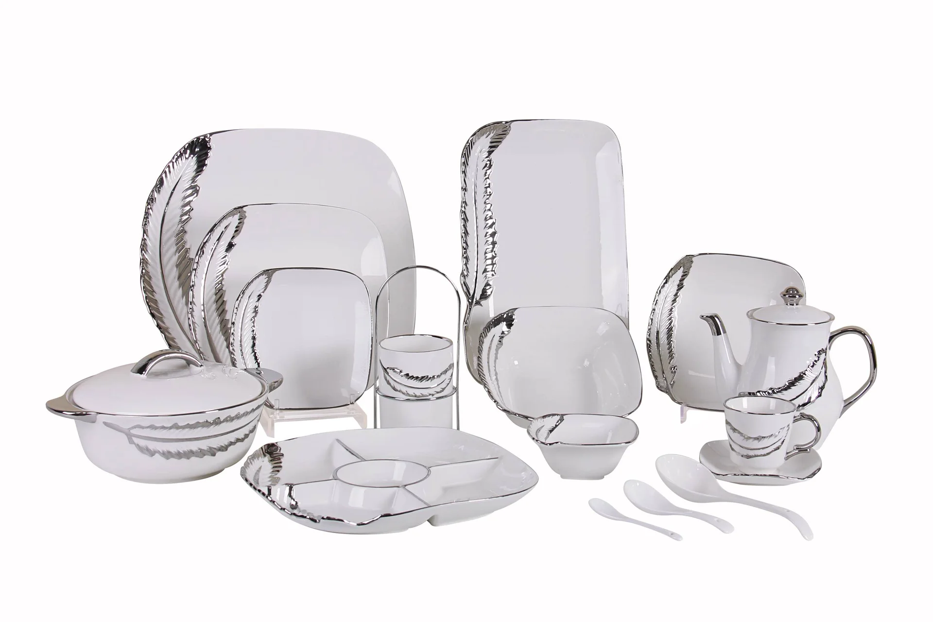 Feather Series Silver‑Plated Embossed Tableware Set