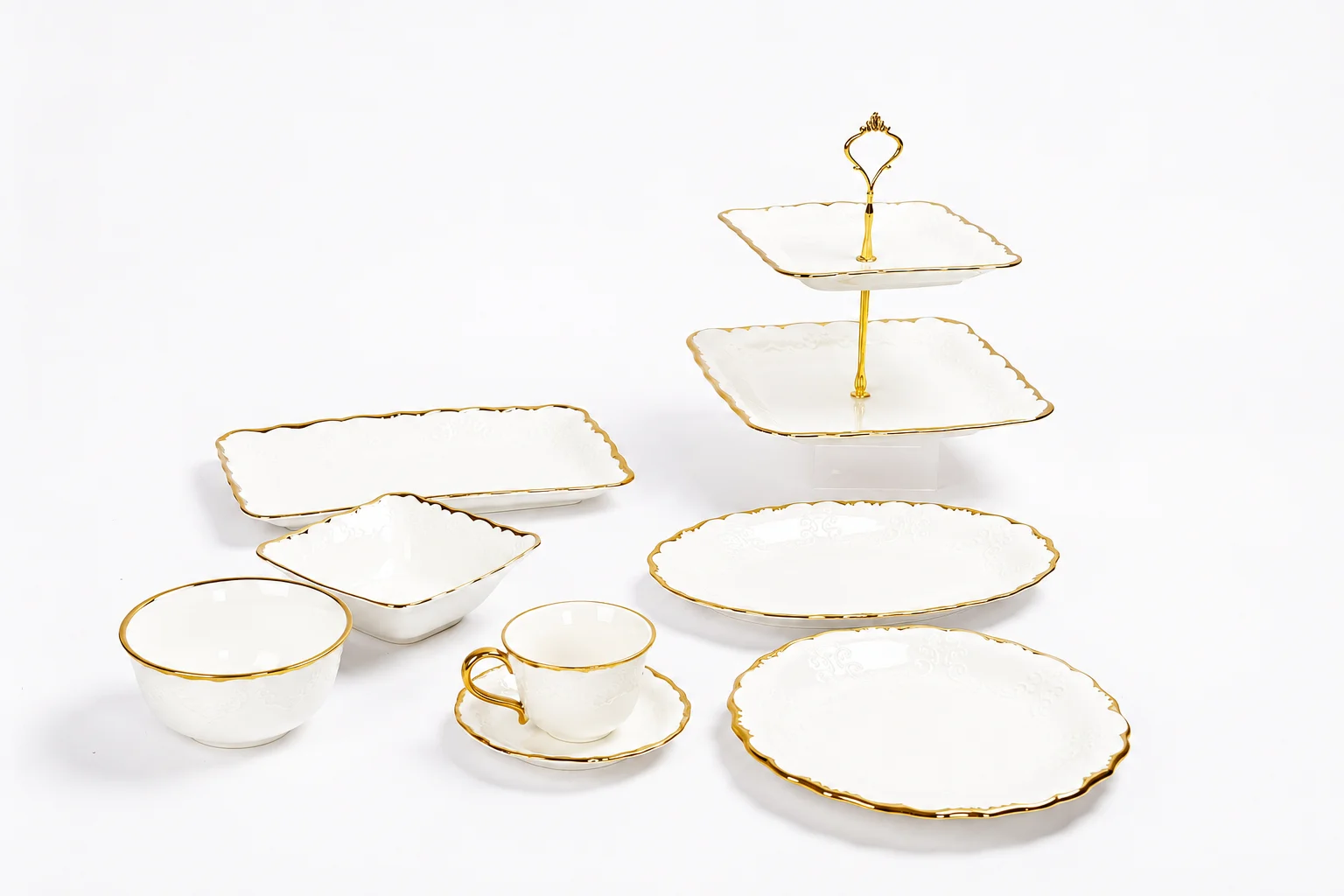 Elegance Series Gilded Embossed Dinnerware Set