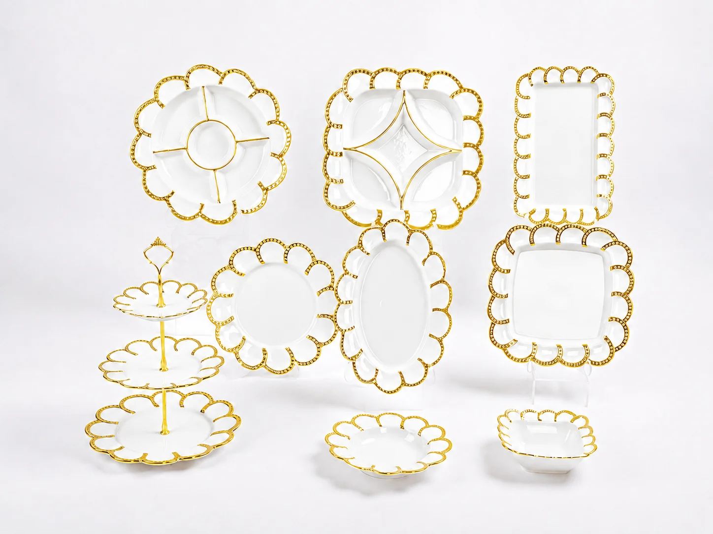 Petal Series Gilded Hollow‑Lace Tableware Set