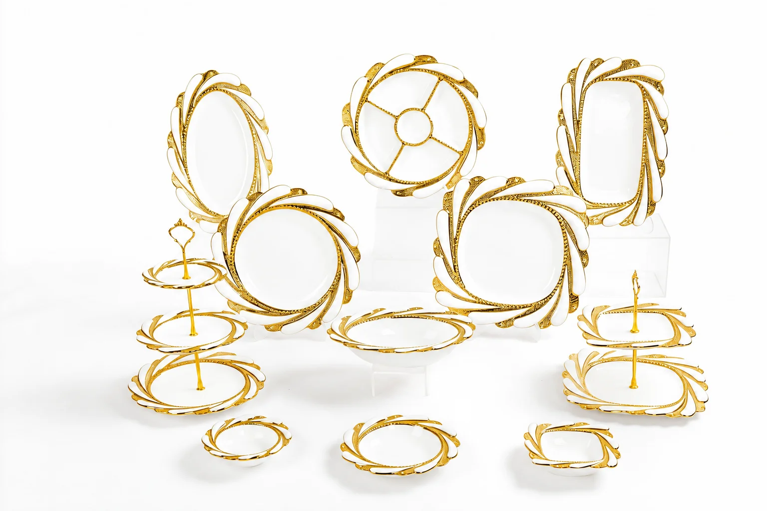 Whirlwind Series Gilded Embossed Dinnerware Set